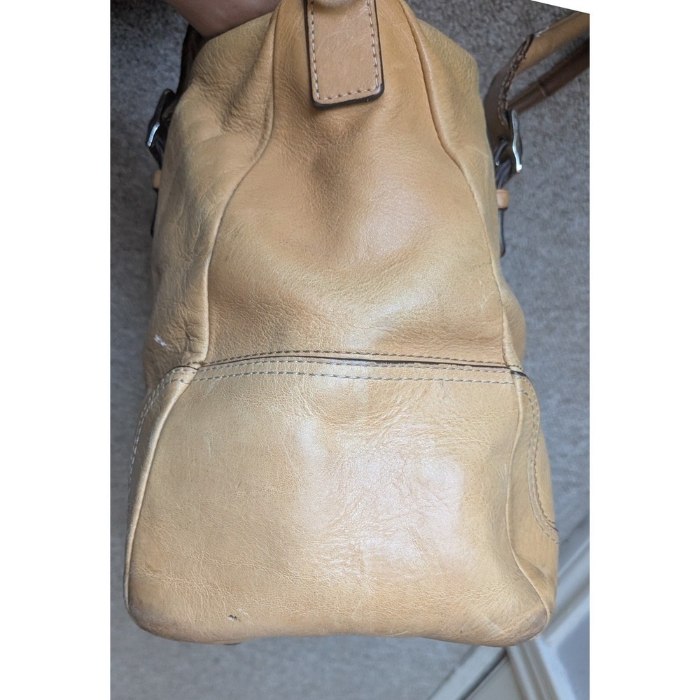 Coach Hamilton Tote Women Large Camel Tan Leather Buckle Satchel Handbag F13811 - Picture 4 of 16